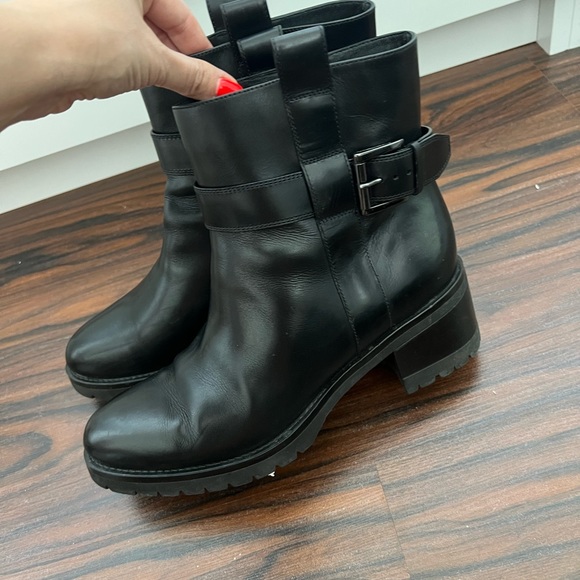 Santoni leather combat moto style booties - Picture 8 of 17